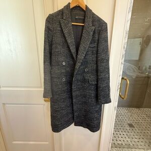 Zara Black and Gray Plaid Coat